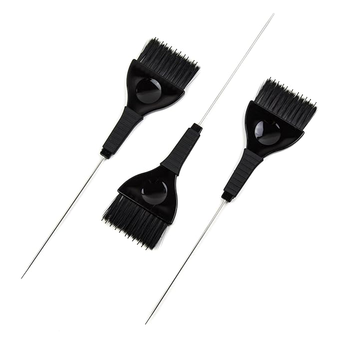 Pintail Hair Dye Brushes - 3 Tint Brushes with Built In Comb for Hair Color - Pin Tail for Precise Sectioning - Color Brushes for Hair Salon (Black)