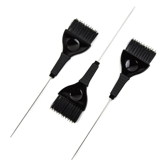 Pintail Hair Dye Brushes - 3 Tint Brushes with Built In Comb for Hair Color - Pin Tail for Precise Sectioning - Color Brushes for Hair Salon (Black)