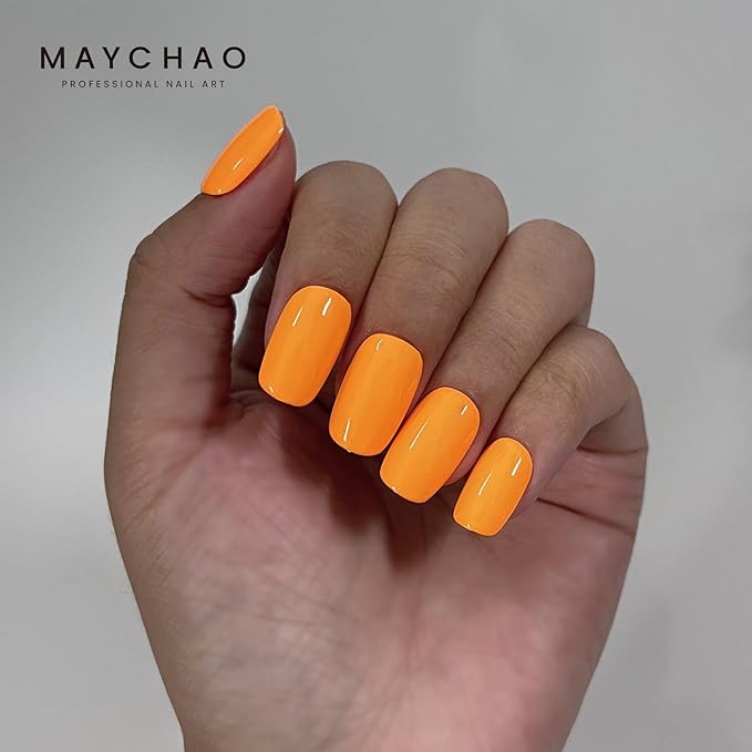 MAYCHAO 15ML Gel Nail Polish 1Pc Neon Bright Orange Gel Polish Soak Off UV LED Nail Polish Nail Art Starter Manicure Salon DIY at Home, 0.5 OZ