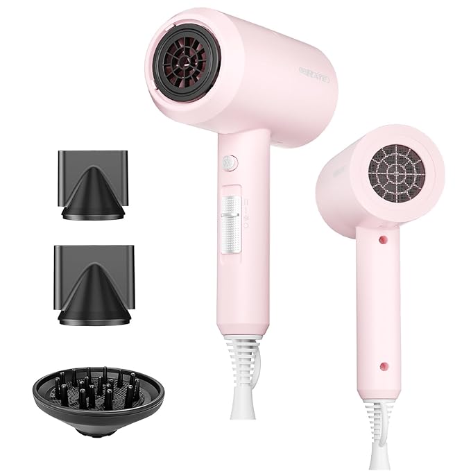 SHRATE Lightweight Ionic Hair Dryer with Diffuser - Powerful 1800W Blow Dryer for Fast Drying - Professional Low Noise Mini Hair Dryer for Travel, Gifts, Hair Styling