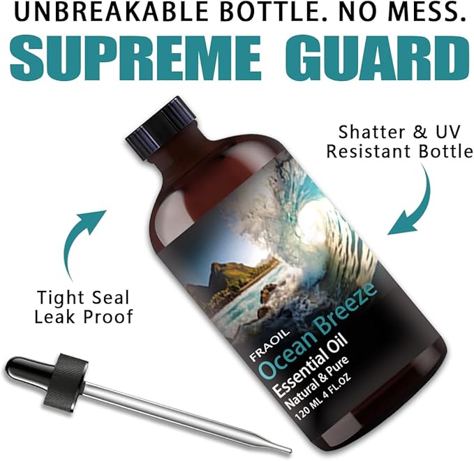 Ocean Breeze Essential Oil, Ocean Breeze Oil 4 Fl Oz 120ML for Diffuser Humidifier Yoga Cleaning DIY Candle Soap Making Perfume Gift for Women Fragrance Oils