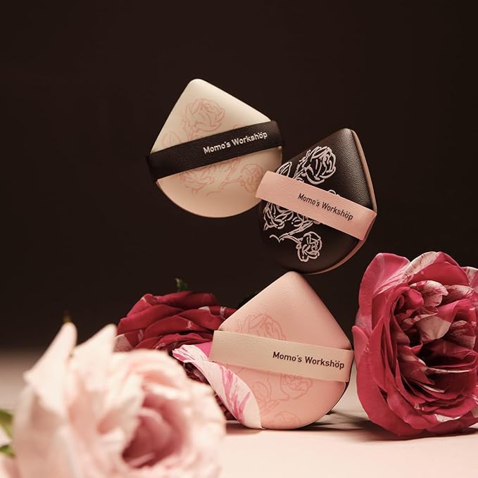 Makeup Sponge Set, Hydropolyurethane Sponges, Dry/Wet Use with Lychee-Pattern PU Leather, Expands 1.3x, for Full/Sheer Coverage Finish,3pcs Beauty Puffs &Storage Case