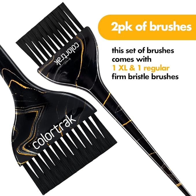 Colortrak Lux 2 Piece Hair Brush Set for Highlighting and Coloring Hair Sections, Includes 1 2.5 Inch Wide Celestial Glow Soft Bristles and 3 Inch Wide Meteor Shower Stiff Bristle Brush