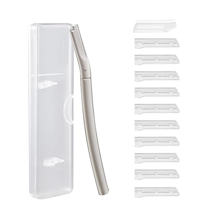 BoxedHome Eyebrow Razor with 11 Blades & Travel Case for Women & Men, Eyebrow Trimmer Shaper, Silver