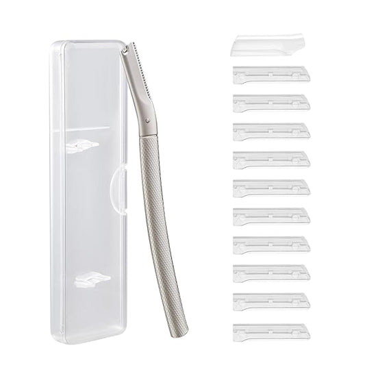 BoxedHome Eyebrow Razor with 11 Blades & Travel Case for Women & Men, Eyebrow Trimmer Shaper, Silver