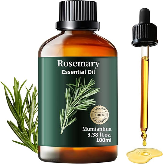 Rosemary Essential Oil Pure Mumianhua Natural Rosemary Oil for Diffuser, Aromatherapy, Cleansing, Scalp,Hair, Skin, Soap Making 3.38 Fl Oz
