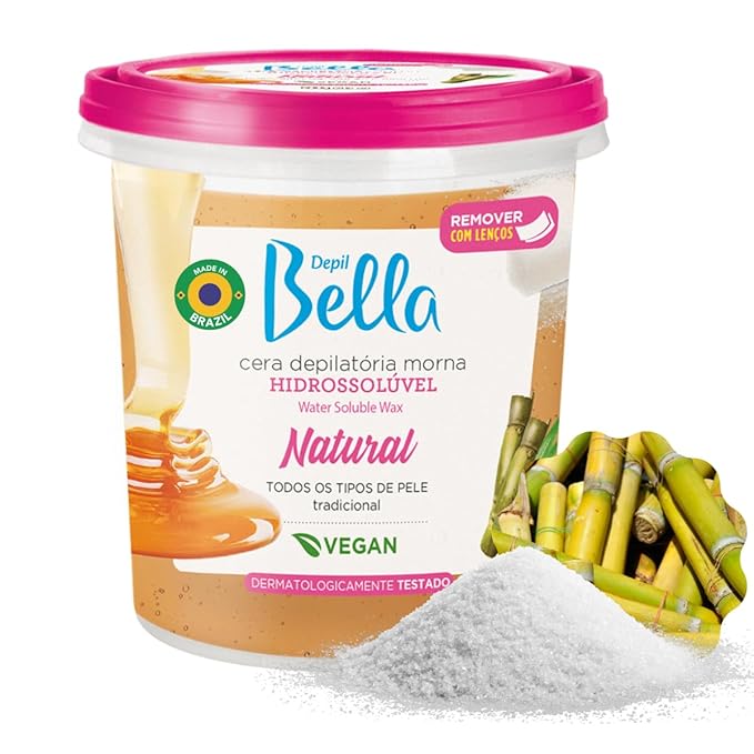 DEPIL BELLA Brazilian Sugar Wax, Hair Removal Wax for Personal & Professional Use, Organic, Natural, Vegan, Washable, All Skin Types - 2.87lbs
