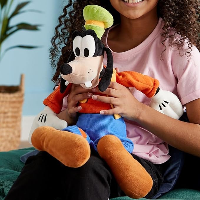 Disney Store Official Goofy Medium Soft Toy for Kids, Cuddly Character with Fuzzy Texture and Embroidered Details, Patched Trousers and Felt Teeth,Disney Plushy Suitable for All Ages