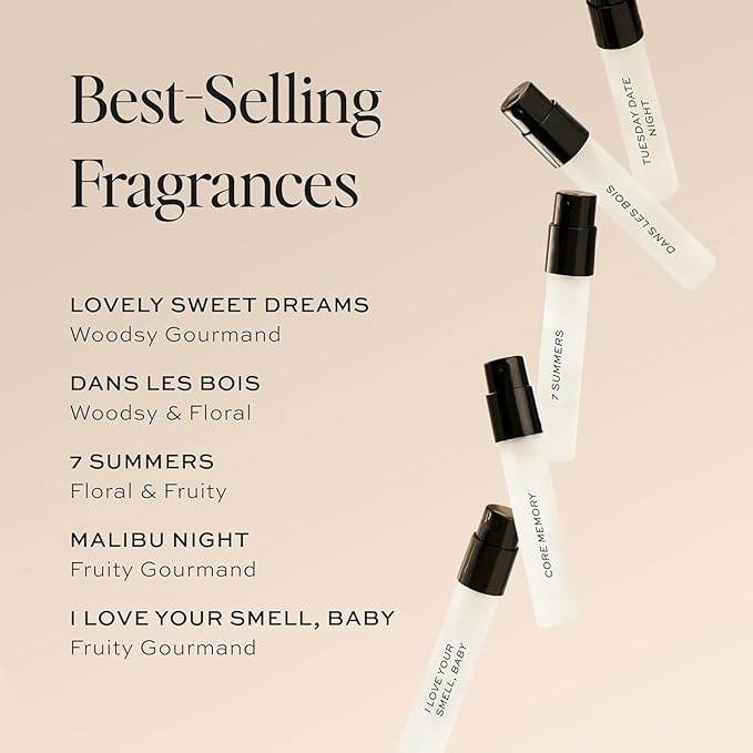 DIME Beauty Perfume Sampler, Hypoallergenic, Clean Perfumes, Eau de Toilette For Women (Set of 5, 2 ml)