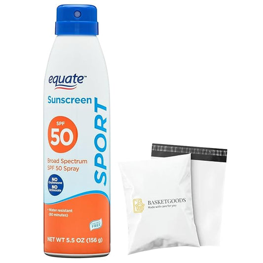 Equate Sunscreen SPF 50- Sport Broad Spectrum Spray (pack of 1), Set By Basket Goods