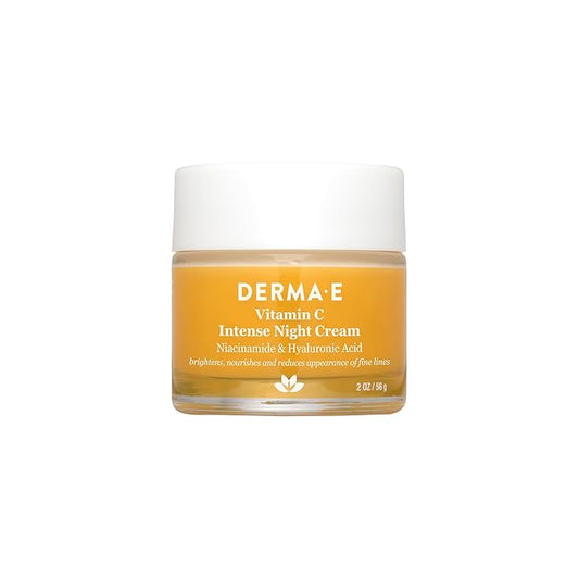 DERMA-E Vitamin C Intense Night Cream – Brightening and Hydrating Facial Skin Renewing Cream – Anti-Aging Overnight Facial Moisturizer, 2 oz