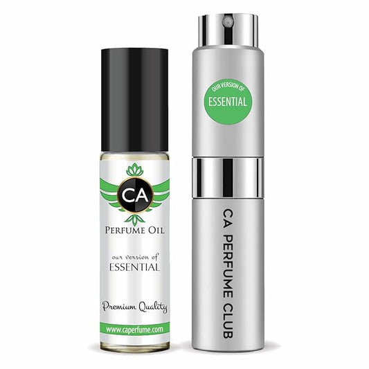 CA Perfume Duo Impression of Essential For Men Perfume Layering Set Mens Cologne Long Lasting Travel Size EDP + Body Oil Roll-On Bottle 0.27 Fl Oz+0.33 Fl Oz