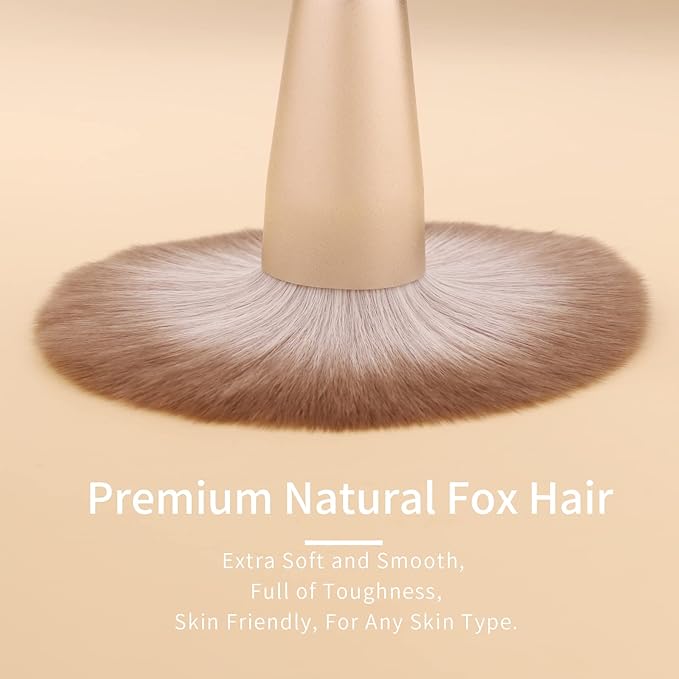 Natural Hair Makeup Brush Set Professional, Fox Hair Makeup Brushes Set with Case, Glitter Make up Brushes Set Professional, Natural Makeup Brushes, Natural Bristle Makeup Brush - ORRA, White