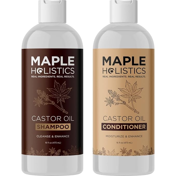 Castor Oil Shampoo and Conditioner Set - Jamaican Black Castor Oil Shampoo and Biotin Collagen Conditioner - Sulfate Free Shampoo and Conditioner for Fine Hair and Dry Scalp Care (Vanilla) -16 Fl Oz