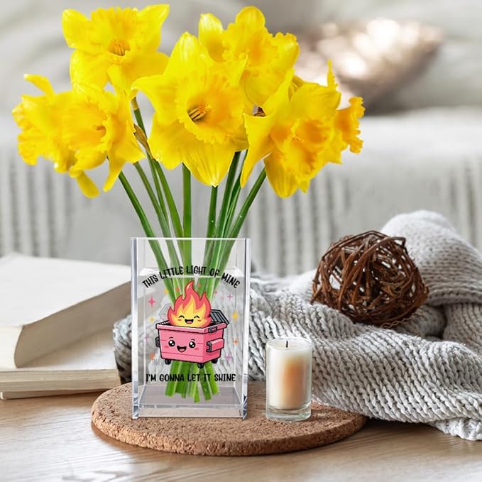 This Little Light Of Mine I'm Gonna Let It Shine Acrylic Cosmetic Pencil Pen Holder Cup, Emotional Dumpster Fire Pen Holder Cup, Therapy Gifts, Mental Health Gifts for Women Colleague Teacher