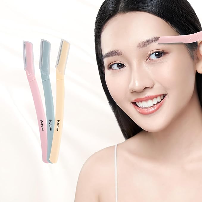 Eyebrow Razors & Facial Razors for Women – Stainless Steel Eyebrow Razor - Dermablades for women face | Smooth Skin, Peach Fuzz Remover, Exfoliating Brow Shaper - 3pcs