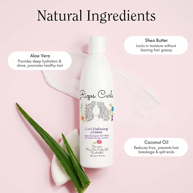 Rizos Curls Curl Defining Cream for Wavy, Curly, Coily Hair – Frizz Control, Defines, Softens, Moisturizes, Adds Shine for 1a–4c Hair Types – Sulfate & Paraben