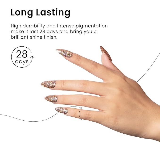 MAYCHAO 15ML Champagne Glitter Gel Nail Polish 1Pc Champagne Gel Polish Soak Off UV LED Nail Polish Nail Art Starter Manicure Salon DIY at Home, 0.5 OZ