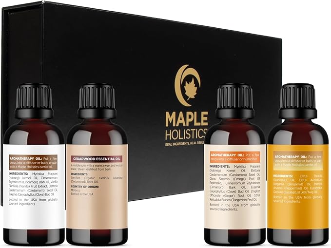 Fall Essential Oils Set for Diffuser - Extra Large 100% Pure Autumn Essential Oil Blends Gift Set with Pumpkin Spice Cedarwood Vanilla Spice & Focus - Aromatherapy Gift for All Occasions (4x30mL)