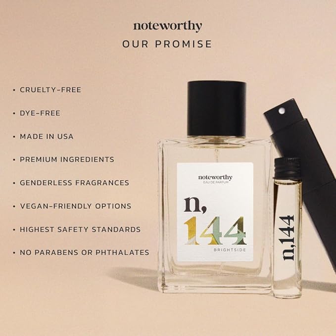 Noteworthy n,144 Brightside Eau De Parfum – Citrus, Vanilla | Sophisticated, Warm Fragrance for Any Occasion | Long-lasting Unisex Perfume for Women & Men (100ml)