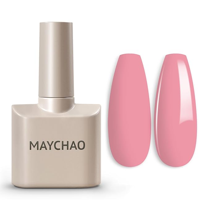 MAYCHAO 15ML Pink Gel Nail Polish, 1Pc Peach Pink Gel Polish Soak Off UV LED Nail Polish Nail Art Starter Manicure Salon DIY at Home, 0.5 OZ