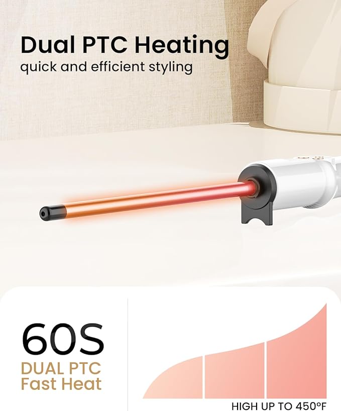 Small Curling Wand 3/8 Inch, Thin Curling Wand for Short Hair, 9mm Ceramic Long Barrel with Adjustable Temperature