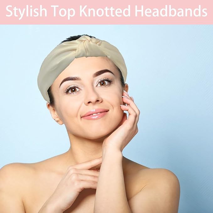 Spa Headband and Wristband Set Top Knotted Headbands Big Hair Claw Clips Butterfly Hair Accessories Satin Silk Scrunchies Quilted Makeup Bag Blank Cards Gift Box Gifts for Women and Teen Girl Gifts