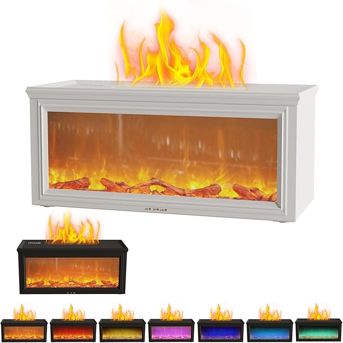 Fireplace Flame Air Aromatherapy Diffuser,7 Colors Aromatherapy Essential Oil Diffuser,280ml Ultrasonic Aroma Humidifier with Timer for Home,Bedroom,Office,Yoga (HY-05W)