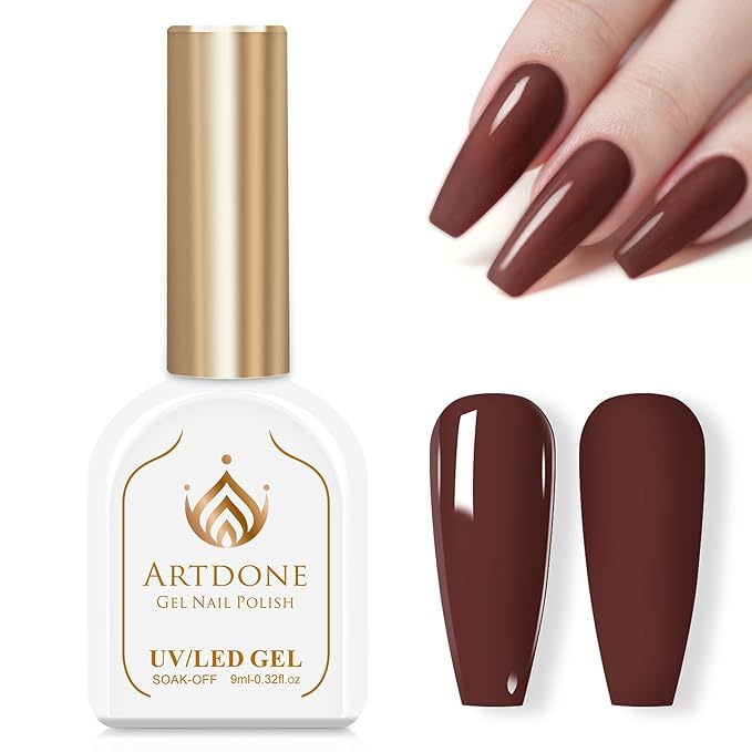 Artdone Gel Nail Polish Hema-free Solid Color Dark Brown For All Seasons Neutral Soak Off LED Lamp Needed For Manicure Nail Art