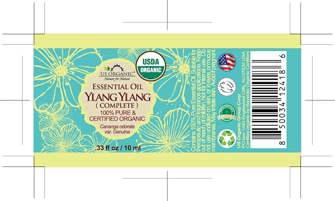 US Organic Ylang Ylang Essential Oil – 100% Pure Complete Grade, USDA Certified, Steam Distilled from Cananga Odorata – Floral Scent for Diffuser, Perfumery, Skincare – Sourced from Madagascar, 10ml