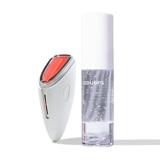 Laduora Lumeo 4-in-1 SkinLift Beauty Device + Serum Kit | Pro Glow System for Face & Neck