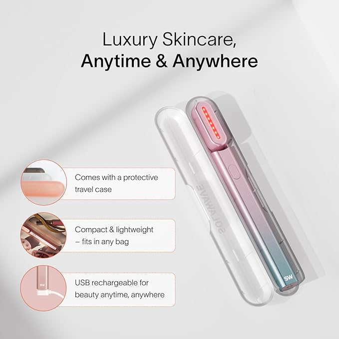 Solawave 4-in-1 Red Light Therapy Wand + Activating Serum | LED Skincare Device for Face & Neck | Facial Tool with Galvanic Current, Massage & Therapeutic Warmth | Reduces Appearance of Fine Lines