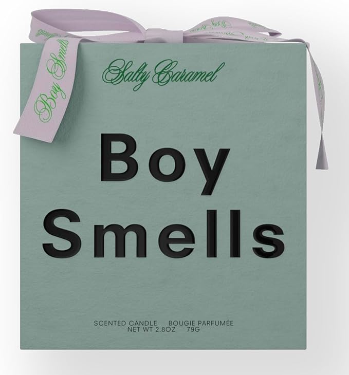 Boy Smells Salty Caramel Candle – Sweet Holiday Candle with Butterscotch, Brown Sugar & Sea Salt – Warm Gourmet Scented Soy Wax Candle – 8.5oz