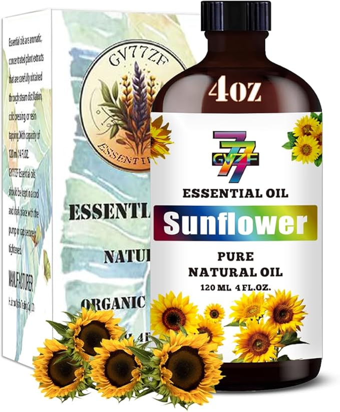 Sunflower Essential Oil (4 oz/120 ml) — Sunflower Oils for Aromatherapy, diffusers, humidifiers, Home fragrances, DIY Skincare, soap Making, DIY Candle Making, Relaxation, Yoga, and Meditation