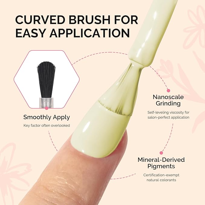 MelodySusie Fleurwee Plant Based Gel Nail Polish, Hema Free Pale Yellow Nail Polish, Soak Off UV LED Gel Polish Gifts for Women 21 Non Toxic Long Lasting Nail Art Manicure Salon DIY at Home P09