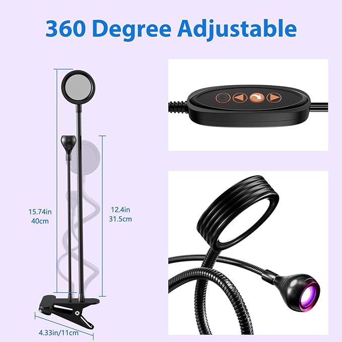 AORAEM LED Nail Lamp Double-Headed U V LED Light Quicky-Dry Nail Manicure Dryer Curing Light with Portable Gooseneck and Clamp Flash Cure U V Light for Gel Nails Professional Home DIY Salon Black