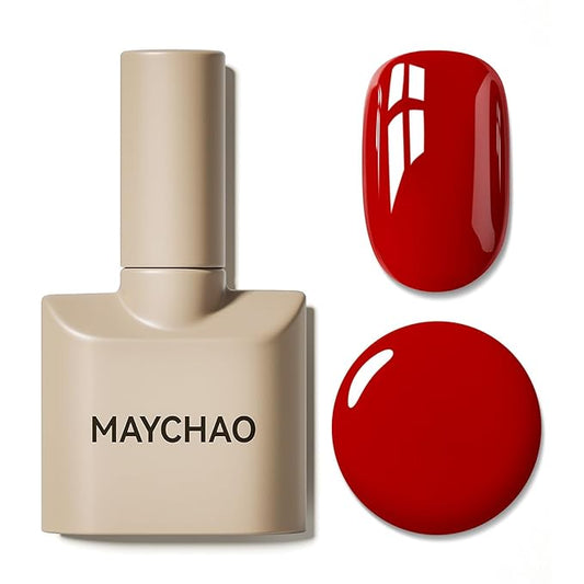 MAYCHAO 15ML Red Gel Nail Polish 1Pc Bright Red Gel Polish Soak Off UV LED Nail Polish Nail Art Starter Manicure Salon DIY at Home, 0.5 OZ