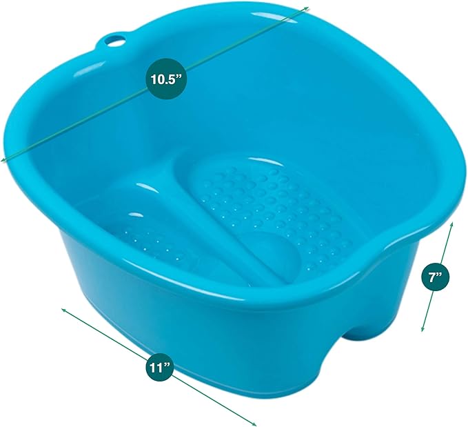 Foot Soaking Bath Basin – Large Size for Soaking Feet | Pedicure and Massager Tub for at Home Spa Treatment | Callus, Fungus, Dead Skin Remover, Blue
