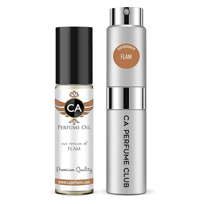 CA Perfume Duo Impression of Flam For Women And Men Perfume Layering Set Long Lasting Travel Size EDP + Body Oil Roll-On Bottle 0.27 Fl Oz+0.33 Fl Oz