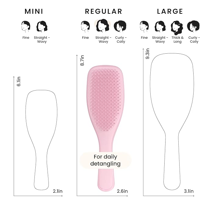 Tangle Teezer Ultimate Detangler Brush for Wet & Dry Hair, Eliminates Knots & Reduces Breakage for All Hair Types, Millennial Pink