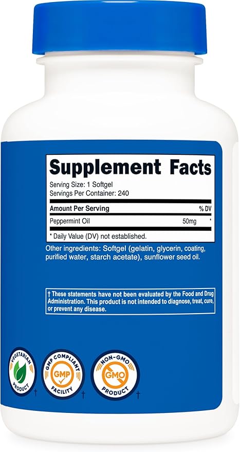 Nutricost Peppermint Oil Softgels (240 SFG) (50 MG) - Gluten Free, Third Party Tested and GMO Free