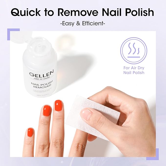 Gellen Nail Polish Remover, Non Acetone Nail Polish Remover for Quick Dry Nail Polishes, Gentle Polish Remover Pump, Ultra-Powerful Clear Fingernail Polish Remover, 6.09 Fl Oz