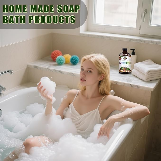 Passion Fruit Essential Oil (4 oz/120 ml) — Passion Fruit Oils for Aromatherapy, diffusers, humidifiers, Home fragrances, DIY Skincare, soap Making, DIY Candle, Relaxation, Yoga, and Meditation