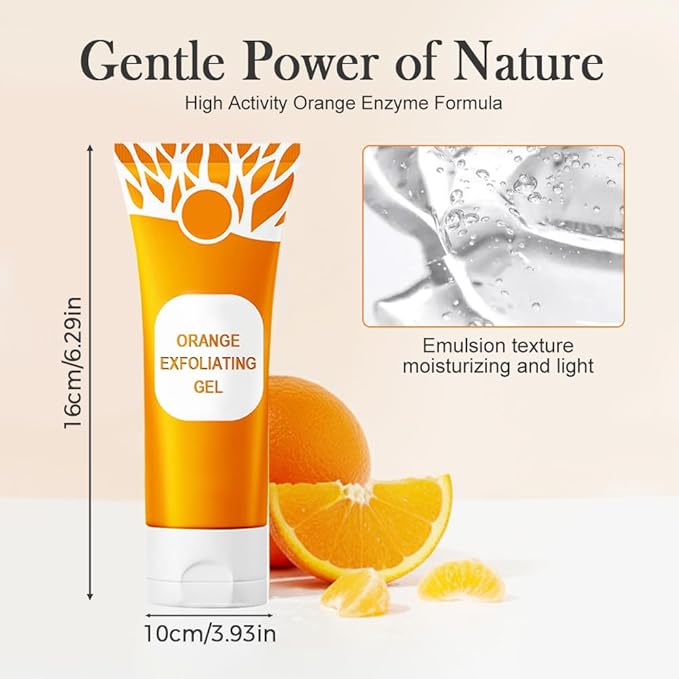 Orange Exfoliating Gel for Face and Body, Deep Pore Orange Peeling Scrub, Cleaning Pores, Remove Blackheads Moisturize Cleansing Smooth,Facial Exfoliating Gel for All Skin