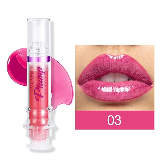 Erinde Natural Spicy Lip Plumping Booster & Oil, Ultra-Hydrating Plump Lip Plumper, Glossy Finish Fuller Lip Plumping Lip Gloss for Women Girls, 03#