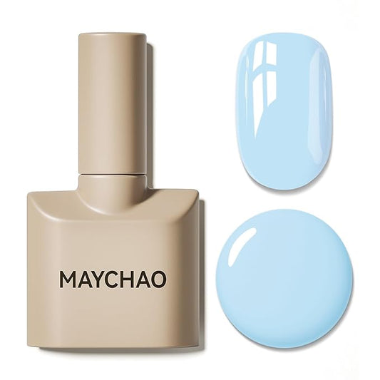 MAYCHAO 15ML Baby Blue Gel Nail Polish 1Pc Light Pastel Blue Gel Polish Soak Off UV LED Nail Polish Nail Art Starter Manicure Salon DIY at Home, 0.5 OZ