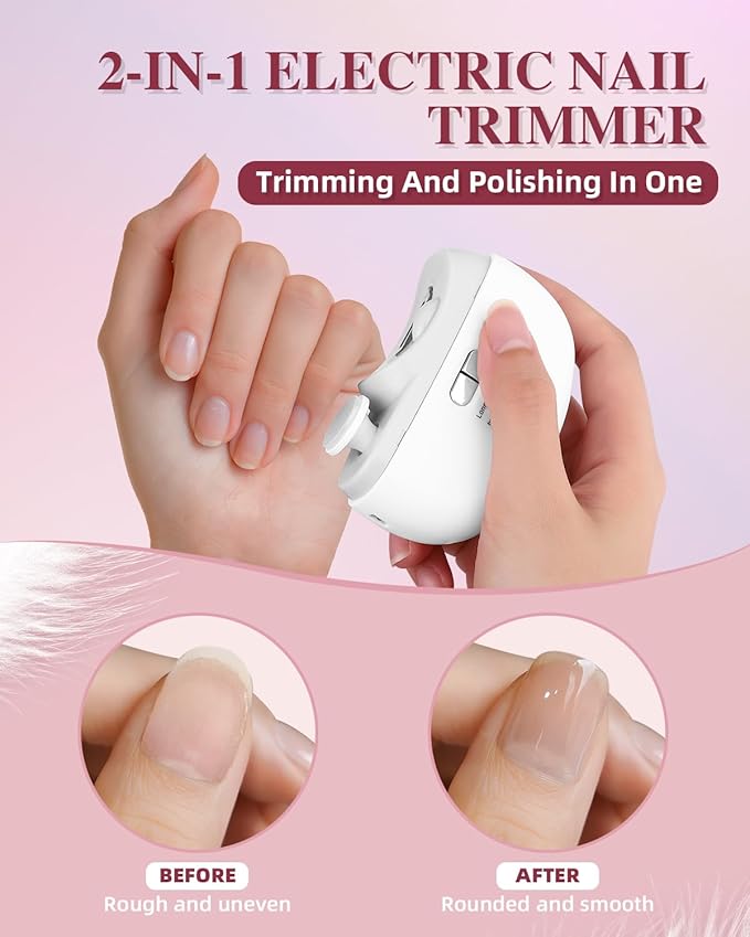 2025 Upgraded Electric Nail Clipper, Electric Nail File, 2 Speeds Automatic Nail Trimmer with LED Light & Clip Storage - USB Rechargeable for Baby, Kids, Adults, Seniors