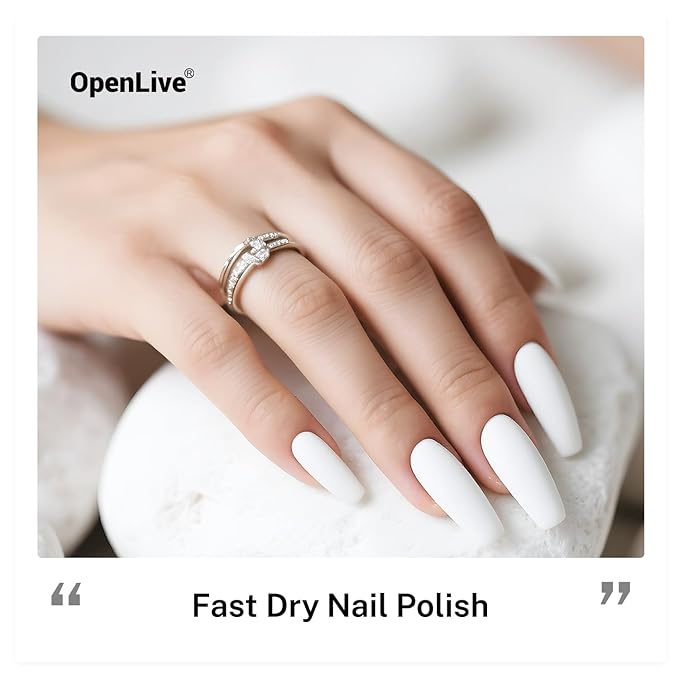 16.5ml White Nail Polish Large Volume Quick Drying Nail Polish, Fast Drying and Long Lasting Color Nail Art DIY Home Manicure Gift for Women