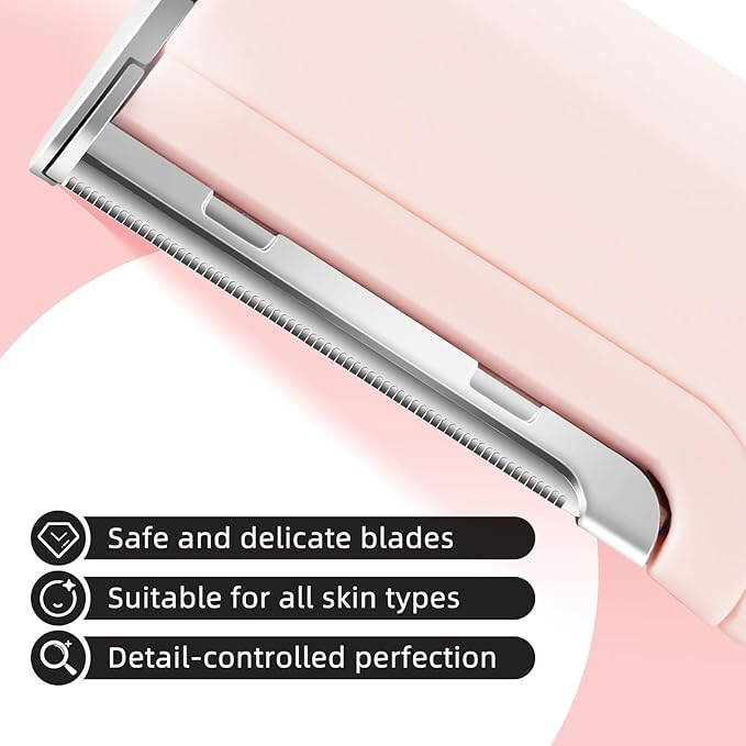 Dermaplaning Tool for Face–Rechargeable Peach Fuzz & Eyebrow Trimmer with 4 Blades,Dead Skin Removal,Facial Hair Remover,All Skin Types