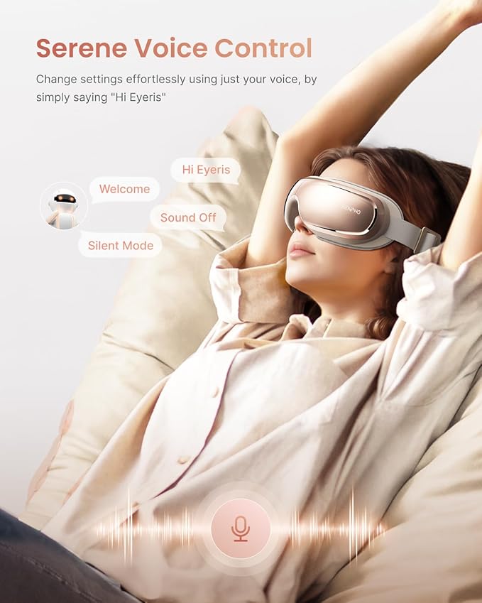 RENPHO Eyeris 3 Eye Massager with Heat and Cooling, Christmas Birthday Gifts for Women Mom Her Girls, Heated Eye Sleep Mask with Voice Control for Migraines, Reduce Dry Eyes, Temple Stye Eye Care
